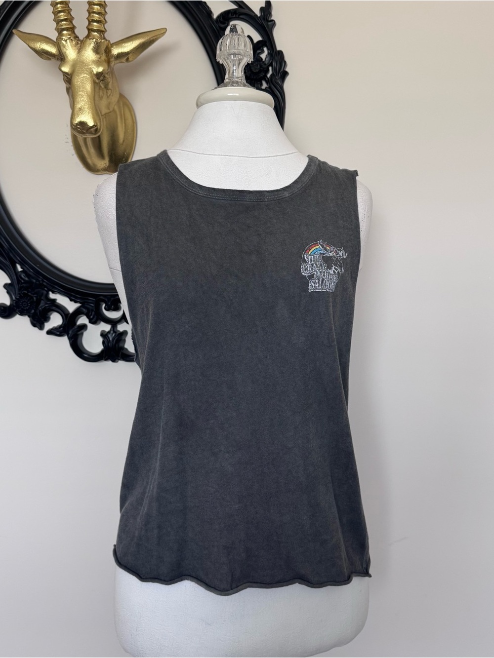 I.O.C. by Icons Washed Dark Gray Graphic Muscle Tank Top